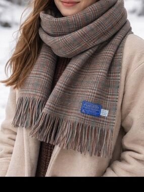 Vintage Pendleton Brown Plaid Wool Scarf. Heritage | Tartan | Neutral | 1970’s